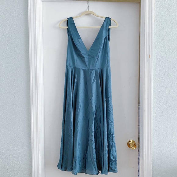 ASOS DESIGN Satin Cowl Back Midi Dress - Picture 2 of 4